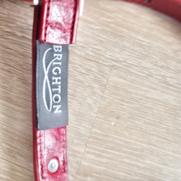 SOLD Brighton Belt Genuine Leather Silver Beaded Native American Red Size 32 … - Picture 7 of 12